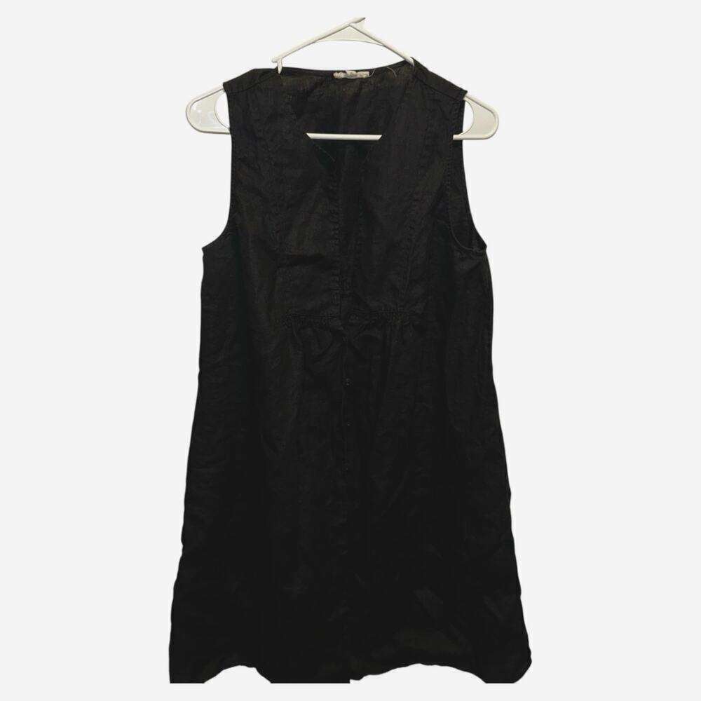 Eileen fisher black button down linen tunic top size m